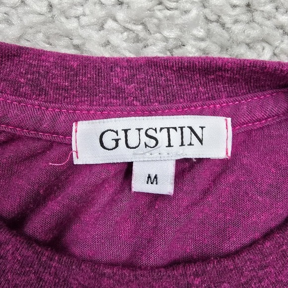 Gustin Shirt Mens Medium Purple‎ Short Sleeve Stretch Crew Pullover USA Made - Picture 2 of 6